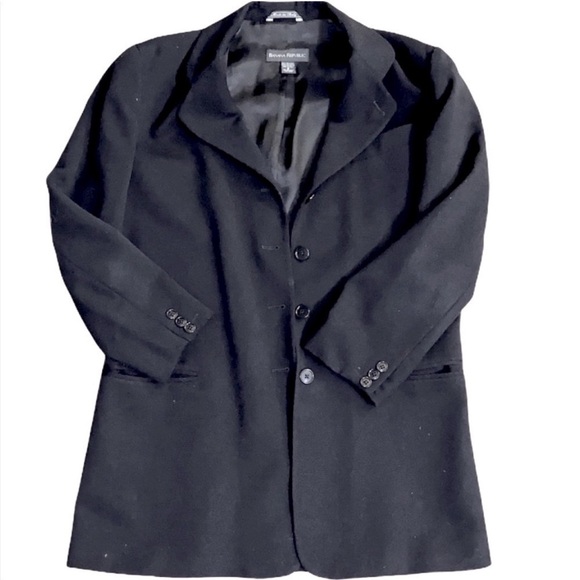 Banana Republic Blazer Jacket wool black Made in Italy long line Sz 8 - Picture 4 of 11